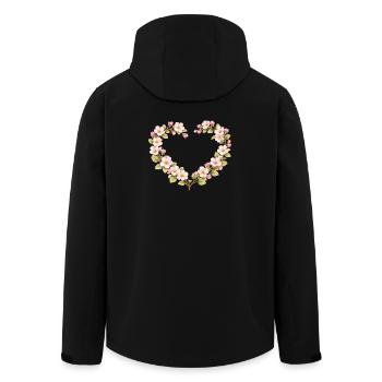 Spring Motif Apple Blossom Heart Frame - Men’s Recycled Softshell Jacket by Stanley/Stella - black - Back - AI Model Male 185 light (185cm)