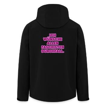 Gegen Faschisten Pink Protest - Recycelte Männer Softshell-Jacke von Stanley/Stella - Schwarz - Hinten - AI Model Male 185 light (185cm)