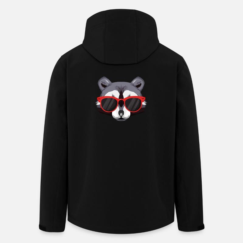 Waschbär mit roten Sonnenbrillen - Recycelte Männer Softshell-Jacke von Stanley/Stella - Schwarz