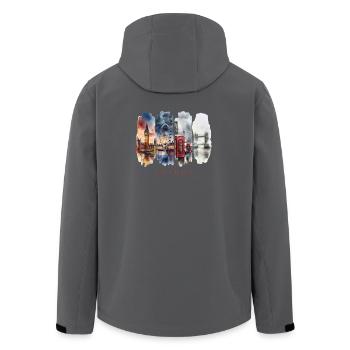 London Holiday Travel – England Big Ben & City - Men’s Recycled Softshell Jacket by Stanley/Stella - anthracite - Back - AI Model Male 185 light (185cm)