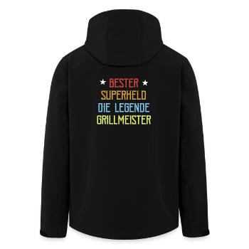 Papa Vater Grillmeister Held Lustiges BBQ - Recycelte Männer Softshell-Jacke von Stanley/Stella - Schwarz - Hinten - AI Model Male 185 light (185cm)