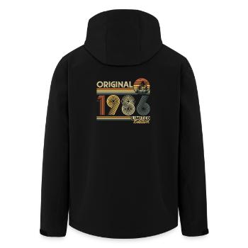 Cadeau d’anniversaire vintage vintage rétro 1986 - Veste softshell homme en polyester recyclé Stanley/Stella - noir - Dos - AI Model Male 185 light (185cm)