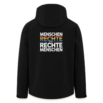 Menschenrechte statt rechte Menschen Sticker  - Recycelte Männer Softshell-Jacke von Stanley/Stella - Schwarz - Hinten - AI Model Male 185 light (185cm)