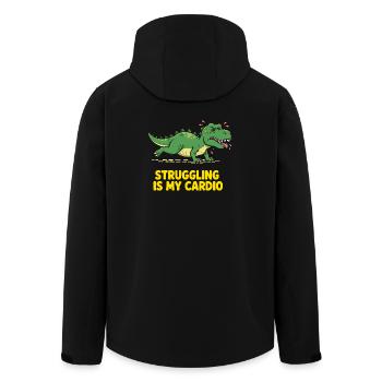 Dinosaurier hasst Cardio Training - Recycelte Männer Softshell-Jacke von Stanley/Stella - Schwarz - Hinten - AI Model Male 185 light (185cm)