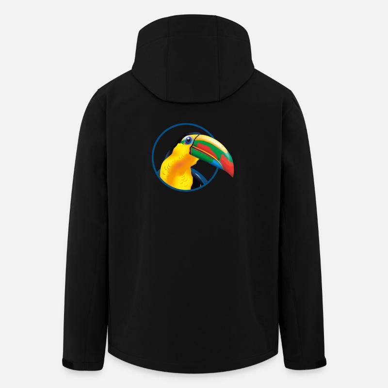 Tropischer Toucan Farbexplosion - Recycelte Männer Softshell-Jacke von Stanley/Stella - Schwarz