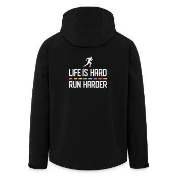 Das Leben ist hart. Laufen Sie härter. - Recycelte Männer Softshell-Jacke von Stanley/Stella - Schwarz - Hinten - AI Model Male 185 light (185cm)