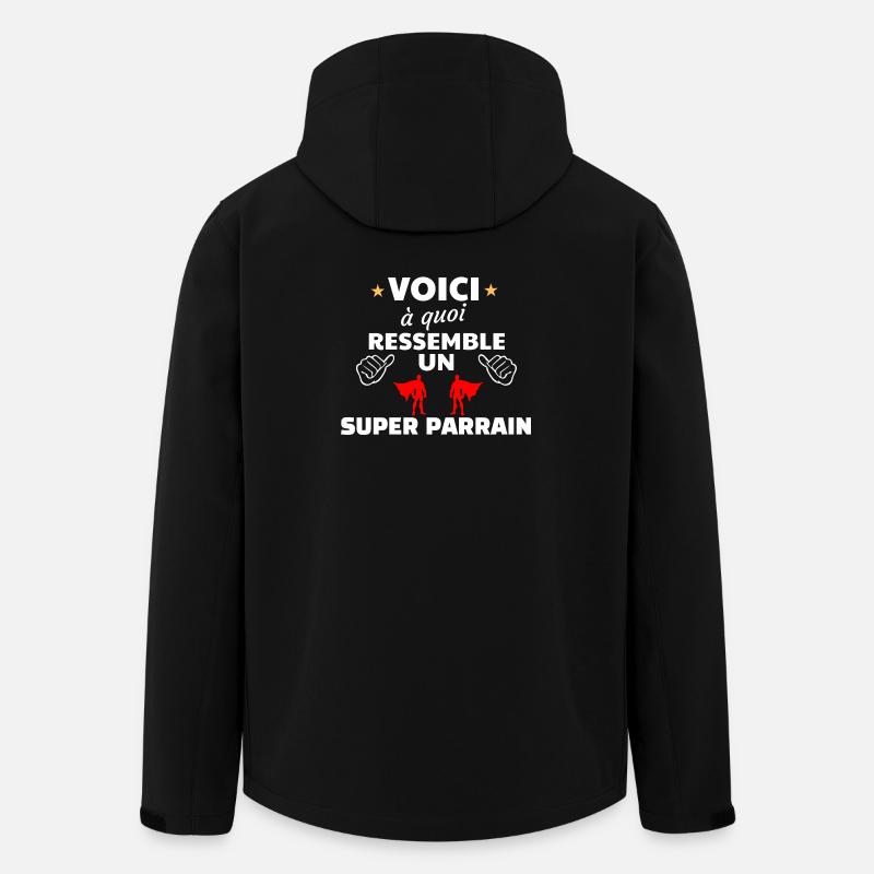 Humour Super Parrain Illustration - Veste softshell homme en polyester recyclé Stanley/Stella - noir
