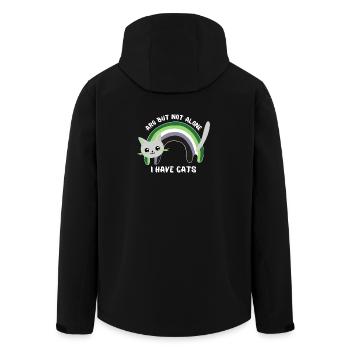 Aromantisch, aber nicht allein, ich habe Katzen - Recycelte Männer Softshell-Jacke von Stanley/Stella - Schwarz - Hinten - AI Model Male 185 light (185cm)