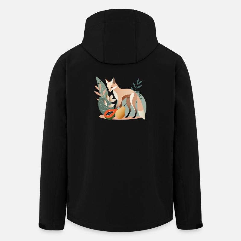 Eleganter Fuchs mit tropischen Früchten - Recycelte Männer Softshell-Jacke von Stanley/Stella - Schwarz