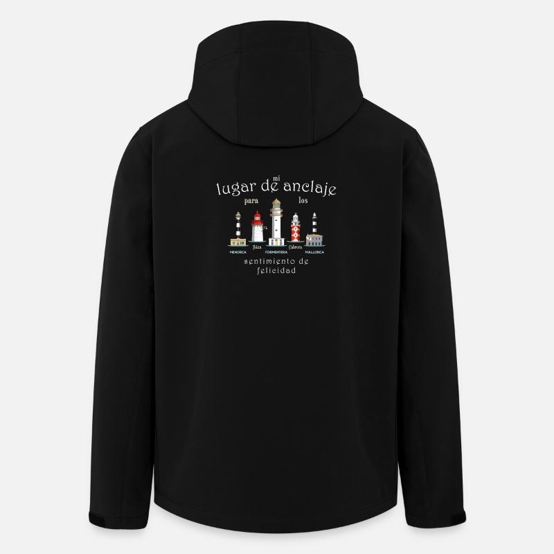 Îles Baléares Chance, Phares Dessin à la main Espagne - Veste softshell homme en polyester recyclé Stanley/Stella - noir
