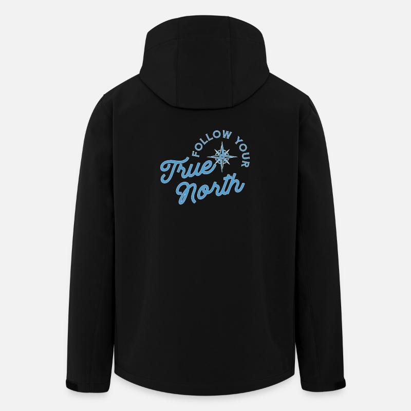 Motif de boussole avec message d'aventure - Veste softshell homme en polyester recyclé Stanley/Stella - noir