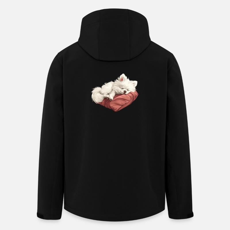 Sleeping Spitz puppy - Men’s Recycled Softshell Jacket by Stanley/Stella - black