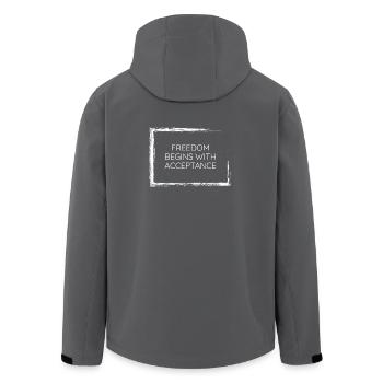 Freiheit beginnt mit Akzeptanz Weisheit-Shirt-Design - Recycelte Männer Softshell-Jacke von Stanley/Stella - Anthrazit - Hinten - AI Model Male 185 light (185cm)