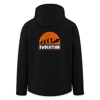 Pferderennsport-Entwicklung, Reitsport, Jockey, Sonnenuntergang - Recycelte Männer Softshell-Jacke von Stanley/Stella - Schwarz - Hinten - AI Model Male 185 light (185cm)