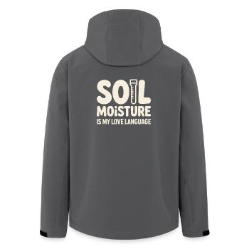Soil Moisture Is My Love Language - Men’s Recycled Softshell Jacket by Stanley/Stella - anthracite - Back - AI Model Male 185 light (185cm)