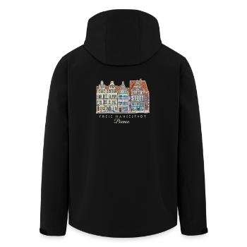 Ville libre hanséatique de Brême - Dessin de la rangée de maisons - Veste softshell homme en polyester recyclé Stanley/Stella - noir - Dos - AI Model Male 185 light (185cm)