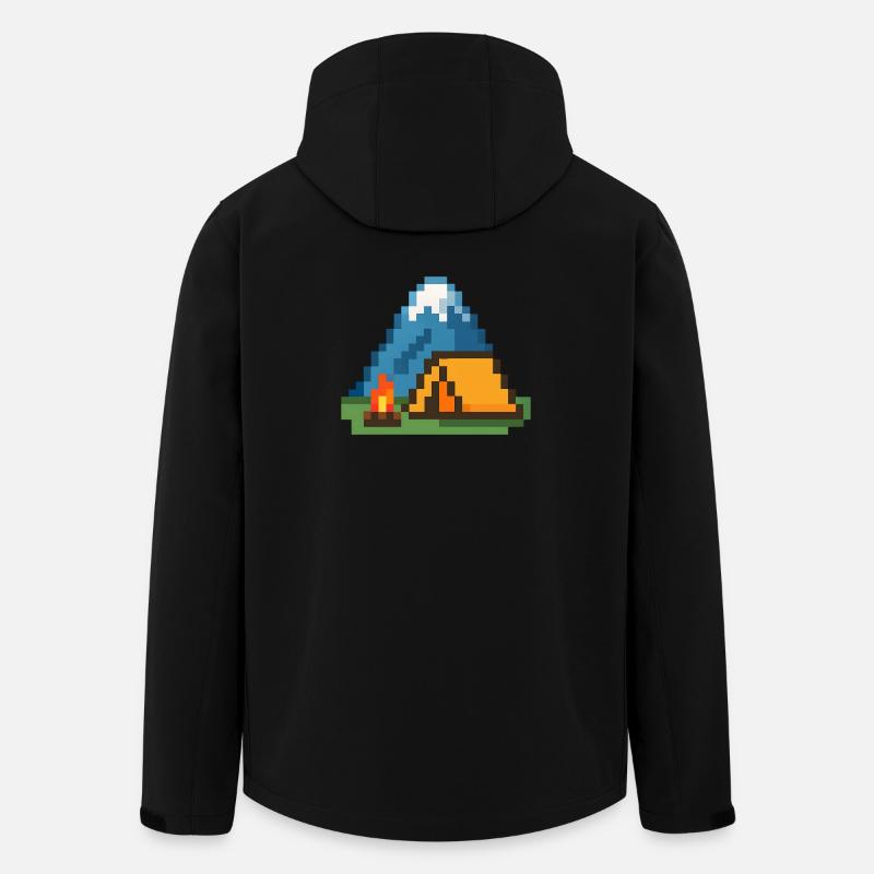 Pixel Campfire at the Mountain Tent - Men’s Recycled Softshell Jacket by Stanley/Stella - black