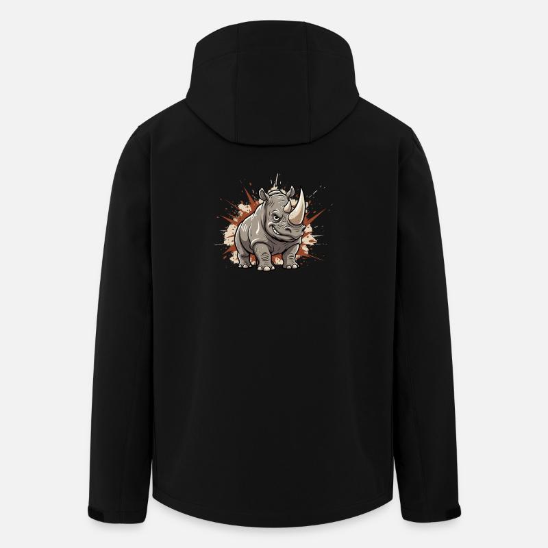 Kraftvoller Rhino Cartoon - Recycelte Männer Softshell-Jacke von Stanley/Stella - Schwarz
