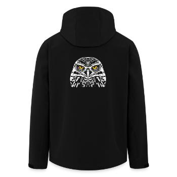 Owl with shining eyes - Men’s Recycled Softshell Jacket by Stanley/Stella - black - Back - AI Model Male 185 light (185cm)