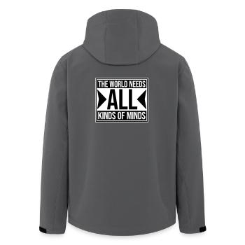 The World Needs All Kinds Of Minds Inspirierend - Recycelte Männer Softshell-Jacke von Stanley/Stella - Anthrazit - Hinten - AI Model Male 185 light (185cm)