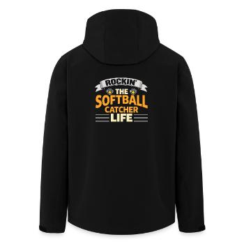 Rockin The Softball Catcher Life Player - Men’s Recycled Softshell Jacket by Stanley/Stella - black - Back - AI Model Male 185 light (185cm)