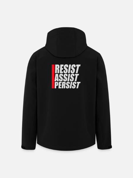 Resist Assist Persist Activism Motivation Logo - Men’s Recycled Softshell Jacket by Stanley/Stella - black