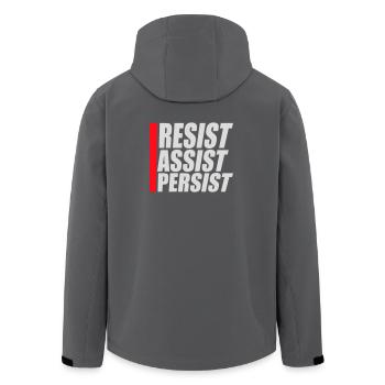 Resist Assist Persist Aktivismus Motivation Logo - Recycelte Männer Softshell-Jacke von Stanley/Stella - Anthrazit - Hinten - AI Model Male 185 light (185cm)