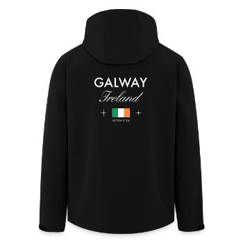 Galway Ireland Coordinates Travel Souvenir - Men’s Recycled Softshell Jacket by Stanley/Stella - black - Back - AI Model Male 185 light (185cm)