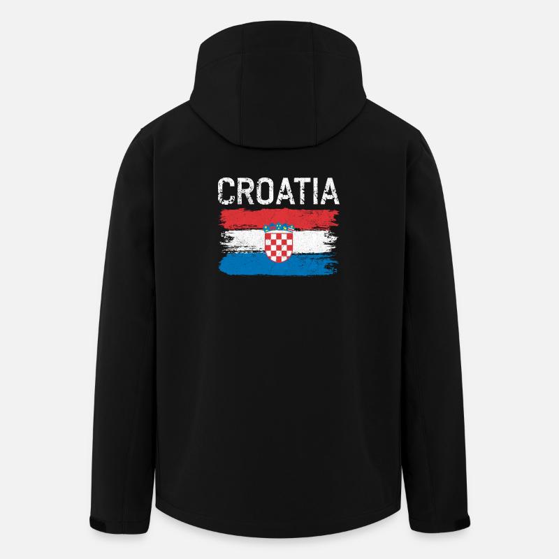 Blason du drapeau Croatie - Veste softshell homme en polyester recyclé Stanley/Stella - noir