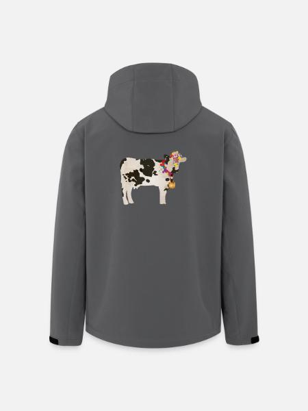 vache décorée avec cloche et décorations florales - Veste softshell homme en polyester recyclé Stanley/Stella - noir