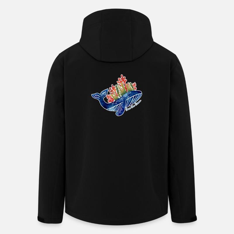 Illustration de baleine avec du corail | Protéger la mer - Veste softshell homme en polyester recyclé Stanley/Stella - noir
