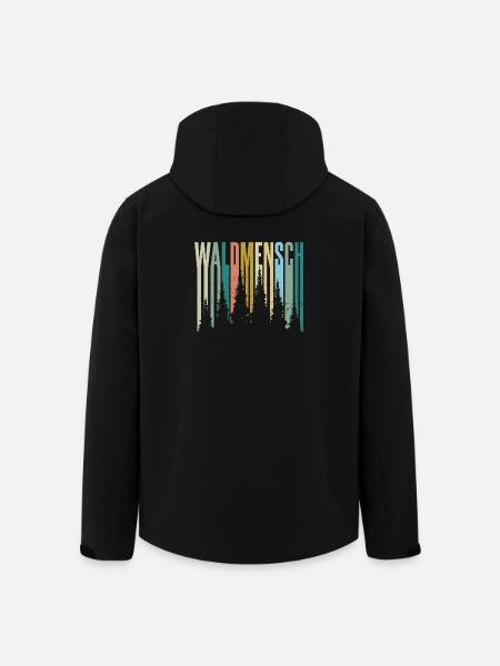 Waldmensch Farbpalette Waldsilhouetten - Recycelte Männer Softshell-Jacke von Stanley/Stella - Schwarz