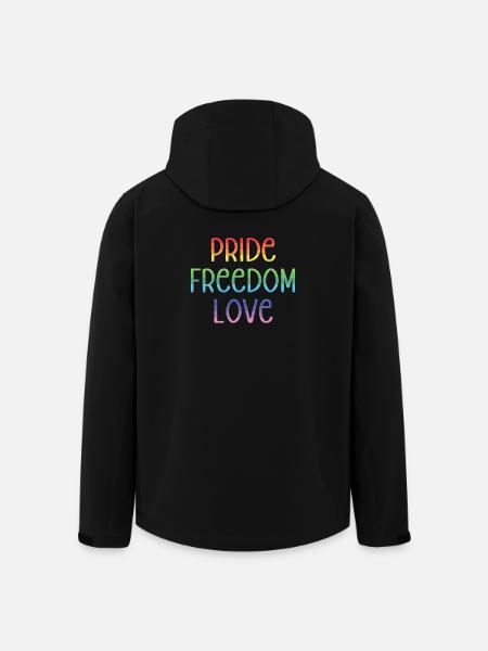 LGBT Pride Month - Peace. Freedom. Love. - Men’s Recycled Softshell Jacket by Stanley/Stella - black