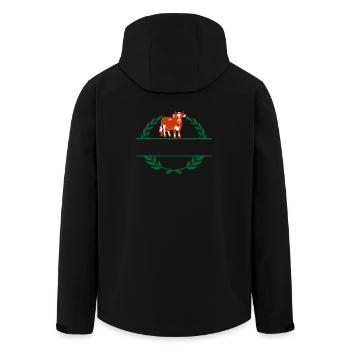 Vache rouge et blanche avec son propre texte - Veste softshell homme en polyester recyclé Stanley/Stella - noir - Dos - AI Model Male 185 light (185cm)