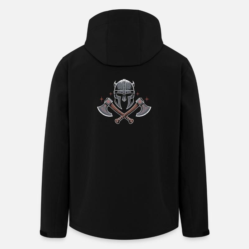 Helm- und Äxtdesign im Wikingerbardenstil - Recycelte Männer Softshell-Jacke von Stanley/Stella - Schwarz