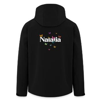 Beau prénom de fille avec des papillons NATALIA - Veste softshell homme en polyester recyclé Stanley/Stella - noir - Dos - AI Model Male 185 light (185cm)