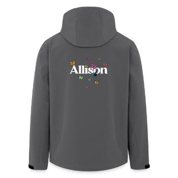 Beau prénom de fille avec des papillons ALLISON - Veste softshell homme en polyester recyclé Stanley/Stella - noir - Dos - AI Model Male 185 light (185cm)