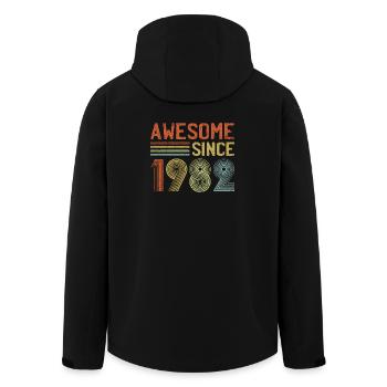 Typographie rétro de célébration de 1982 - Veste softshell homme en polyester recyclé Stanley/Stella - noir - Dos - AI Model Male 185 light (185cm)