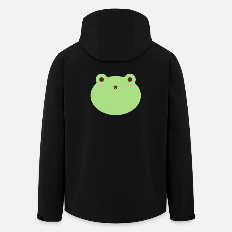 Mignon grenouille dessin animé visage design - Veste softshell homme en polyester recyclé Stanley/Stella - noir