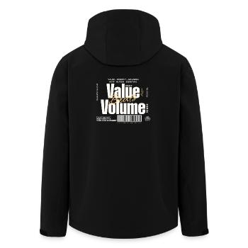 Value Beats Volume – Statement Design (Dunkel) - Recycelte Männer Softshell-Jacke von Stanley/Stella - Schwarz - Hinten - AI Model Male 185 light (185cm)