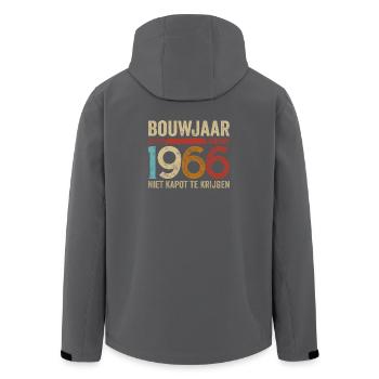 Year of construction January 1966 cannot be broken - Men’s Recycled Softshell Jacket by Stanley/Stella - anthracite - Back - AI Model Male 185 light (185cm)