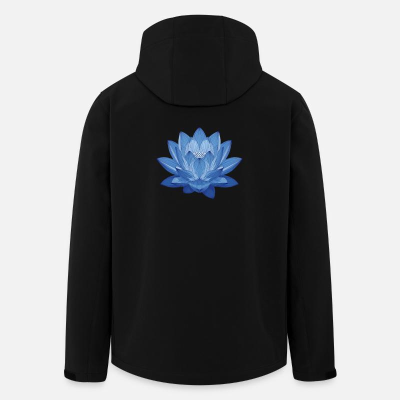 Lotus bleu – Splendeur florale géométrique - Veste softshell homme en polyester recyclé Stanley/Stella - noir