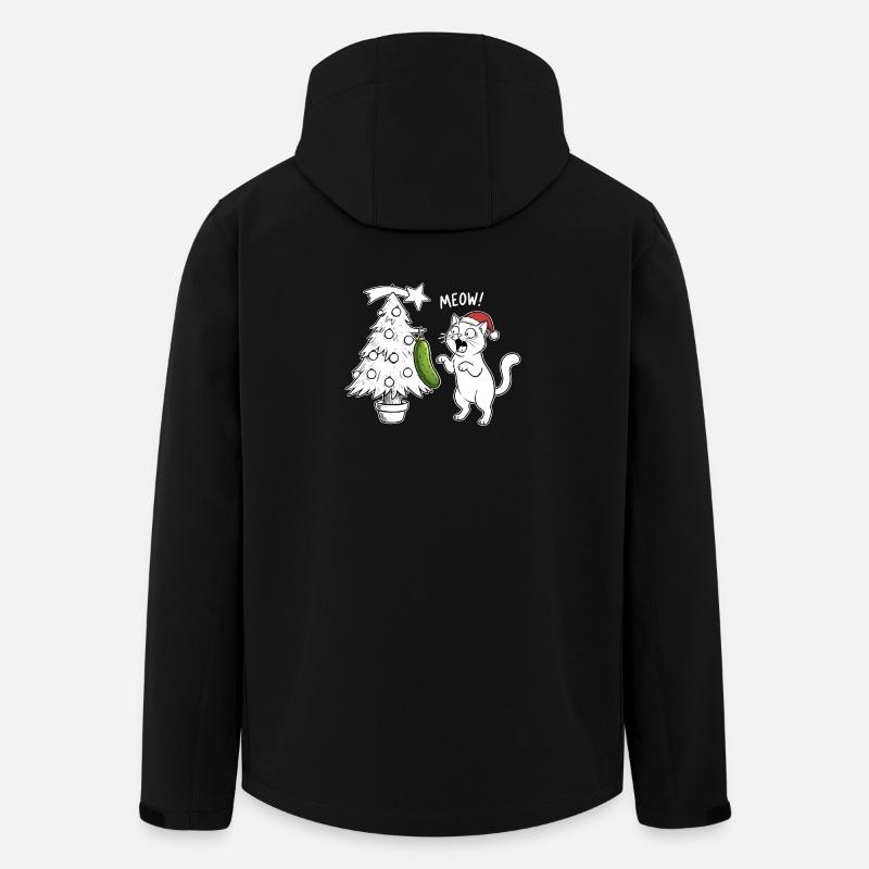 Feline Christmas fun with cucumber - Men’s Recycled Softshell Jacket by Stanley/Stella - black