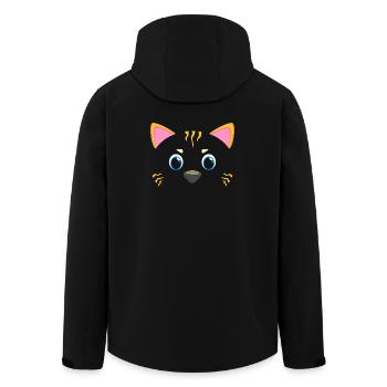 Cadeau amoureux du chaton Kawaii Chat Face de Chat Mignon, Miaou pour l’Amoureux de l’Animal - Veste softshell homme en polyester recyclé Stanley/Stella - noir - Dos - AI Model Male 185 light (185cm)