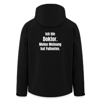 Je suis médecin – Avis en note de bas de page - Veste softshell homme en polyester recyclé Stanley/Stella - noir - Dos - AI Model Male 185 light (185cm)
