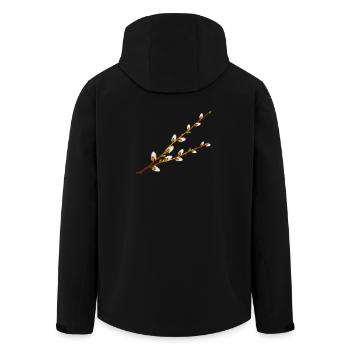 Delicate Palm Catkins Branches – Spring Motif - Men’s Recycled Softshell Jacket by Stanley/Stella - black - Back - AI Model Male 185 light (185cm)
