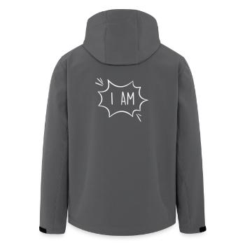 I Am : Bulle de dialogue comique puissante - Veste softshell homme en polyester recyclé Stanley/Stella - charbon - Dos - AI Model Male 185 light (185cm)