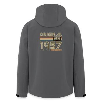 Cadeau d’anniversaire rétro vintage original de 1957 - Veste softshell homme en polyester recyclé Stanley/Stella - noir - Dos - AI Model Male 185 light (185cm)
