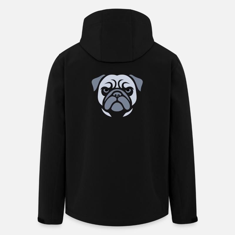 Mops , Hundekopf - Recycelte Männer Softshell-Jacke von Stanley/Stella - Schwarz