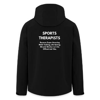 Sporttherapeut, weil sie super großartig ist - Recycelte Männer Softshell-Jacke von Stanley/Stella - Schwarz - Hinten - AI Model Male 185 light (185cm)